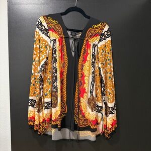 Eva Varro Orange Red Tie Front Blouse